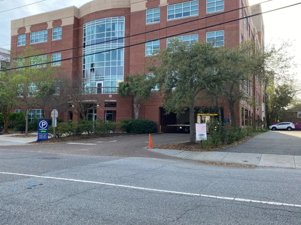 The Rutledge Avenue entrance to the parking garage